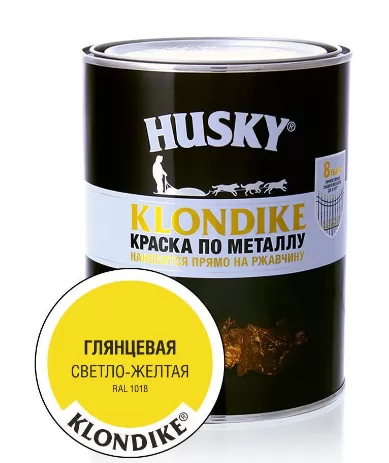 Краска Husky 3в1 глянцевая светло желтая 0.9л фото в Москве