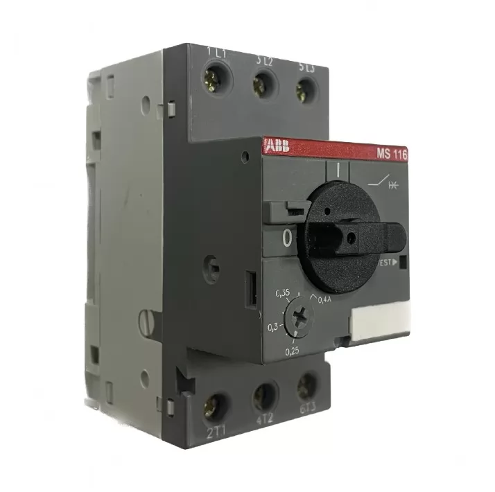 Автоматический выключатель с регулируемой тепловой защитой 3-полюсный ABB MS116-0.4 фото