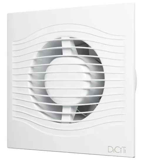 Вентилятор осевой вытяжной Diciti Slim 4C D100 мм обратный клапан белый