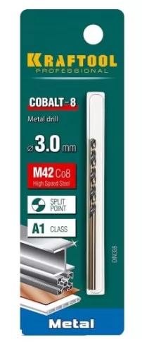 Сверло по металлу COBALT HSS-Co 8%  3мм 29656-3 фото в Москве