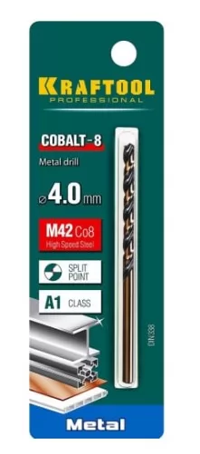 Сверло по металлу COBALT HSS-Co 8%  4 мм 29656-4 фото в Москве