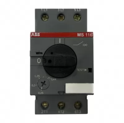 Автоматический выключатель с регулируемой тепловой защитой 3-полюсный ABB MS116-0.4 купить в Москве