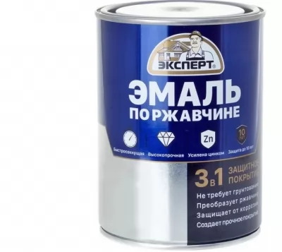 Эмаль по ржавчине 3в1 полуматовая ЭКСПЕРТ черный RAL 9005 0,8 кг купить в Москве