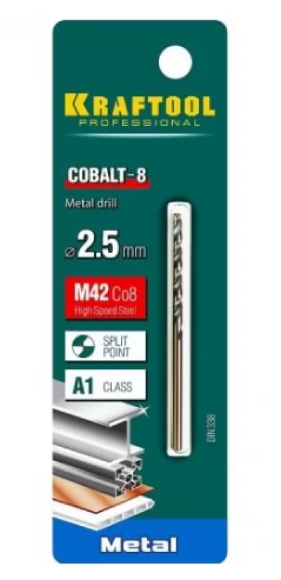 Сверло по металлу COBALT HSS-Co 8%  2,5мм 29656-2.5 купить в Москве