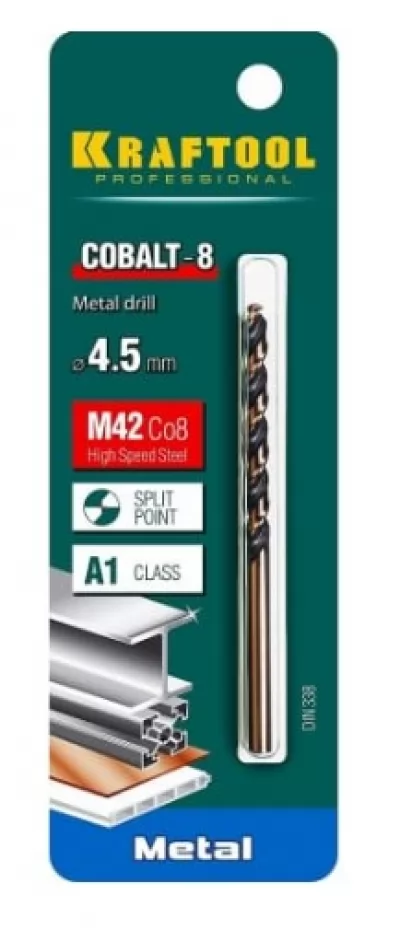 Сверло по металлу COBALT HSS-Co 8% 4,5 мм 29656-4.5 купить в Москве