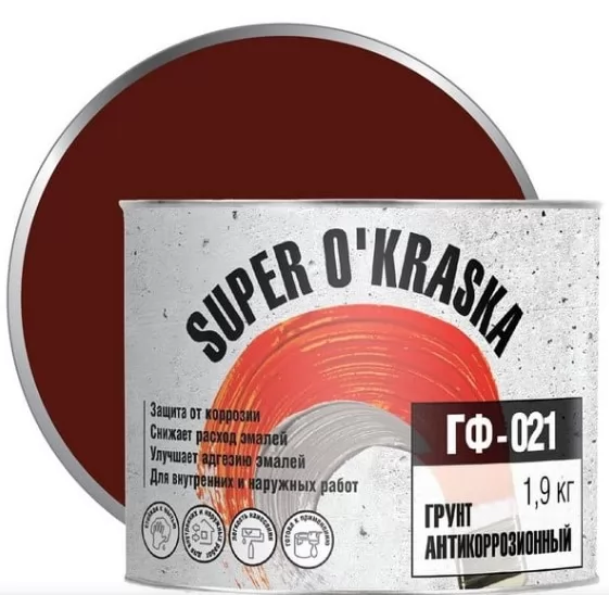 Грунт Super Okraska ГФ-021 красно-коричневый 1.9 л 0006757 фото