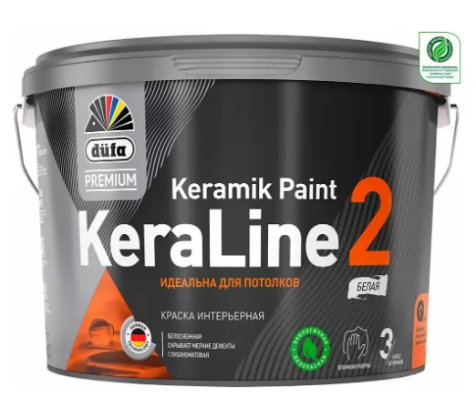 Dufa Premium KeraLine 3 Keramik Paint краска для стен и потолков  9 л. Матовый глубокий фото в Москве