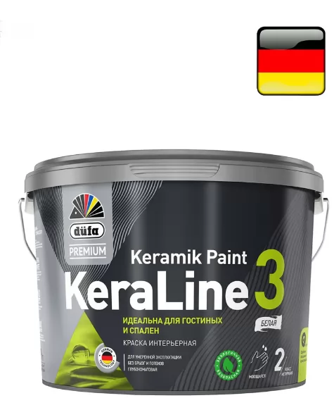 Dufa Premium KeraLine 3 Keramik Paint краска для стен и потолков 9 л. Глубоко матовый фото в Москве