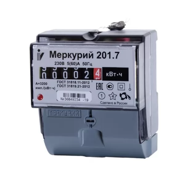 Счетчик электроэнергии Меркурий 201.7 однофазный фото в Москве