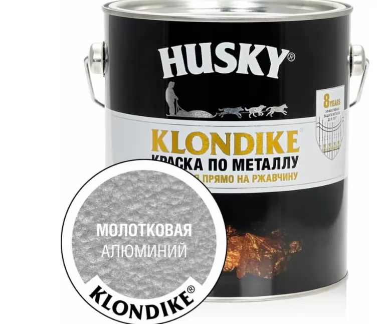 Краска Husky 3в1 молотковая алюминий 2.5л фото в Москве