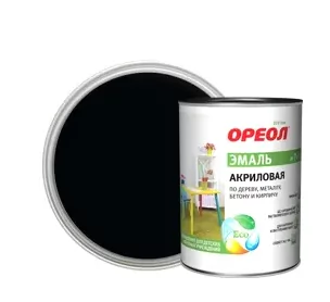 Эмаль акриловая Ореол  черный глянцевый 0.9кг фото в Москве