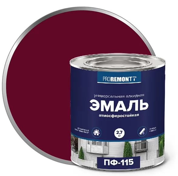 Эмаль ПФ-115 Проремонт винно красный 2.7 кг фото в Москве