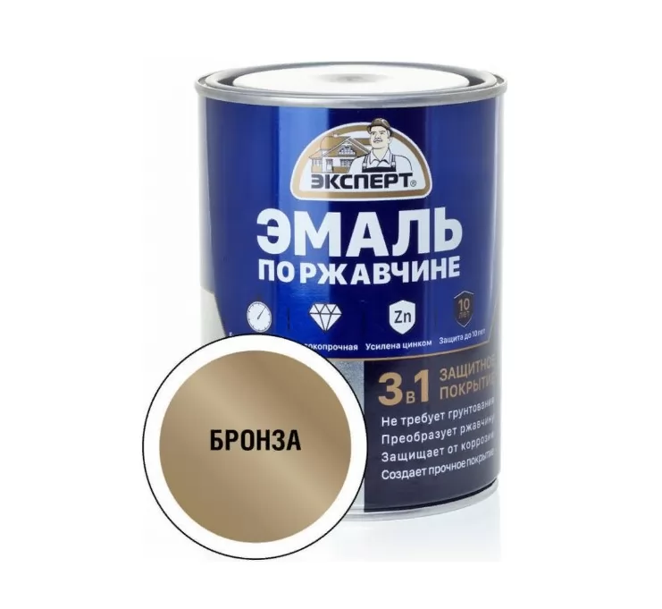 Эмаль по ржавчине 3в1 ЭКСПЕРТ бронза 0,8 кг 26746 фото в Москве