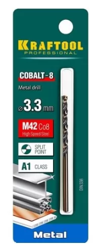 Сверло по металлу COBALT HSS-Co 8%  3,3 мм фото в Москве