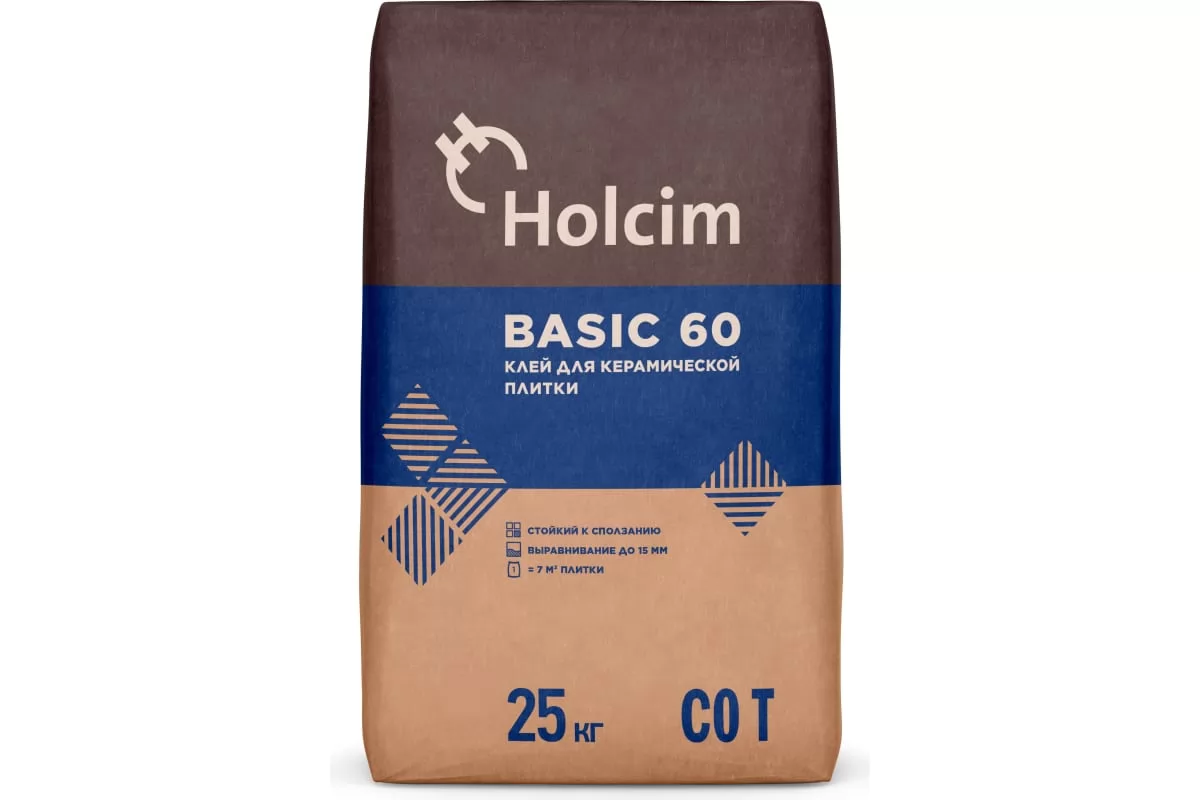 Клей для плитки HOLCIM BASIC 60, 25 кг фото в Москве