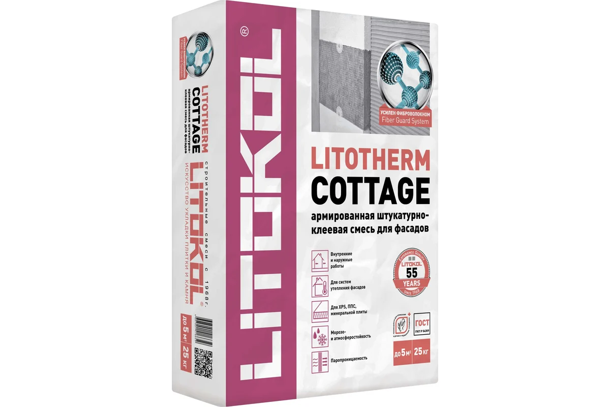Универсальный штукатурно-клеевой состав LITOKOL LITOTHERM COTTAGE 25 kg