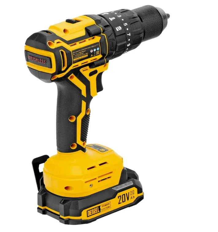 Купить Дрель-шуруповерт аккумуляторная ударная бесщет. Denzel CIDH-BL-20, Li-Ion, 20 В 26137