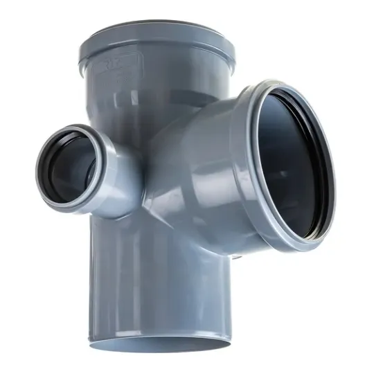 Купить Канализационная крестовина RTP с выходом вперед на 87.5 градусов, 110/110/50/50, л+п серый 36542