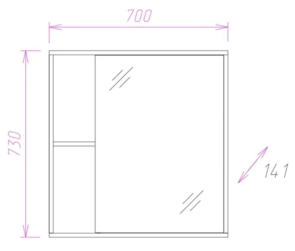 Купить Шкаф-зеркало Onika Дельта 70 ясень шимо, универсальный 207020