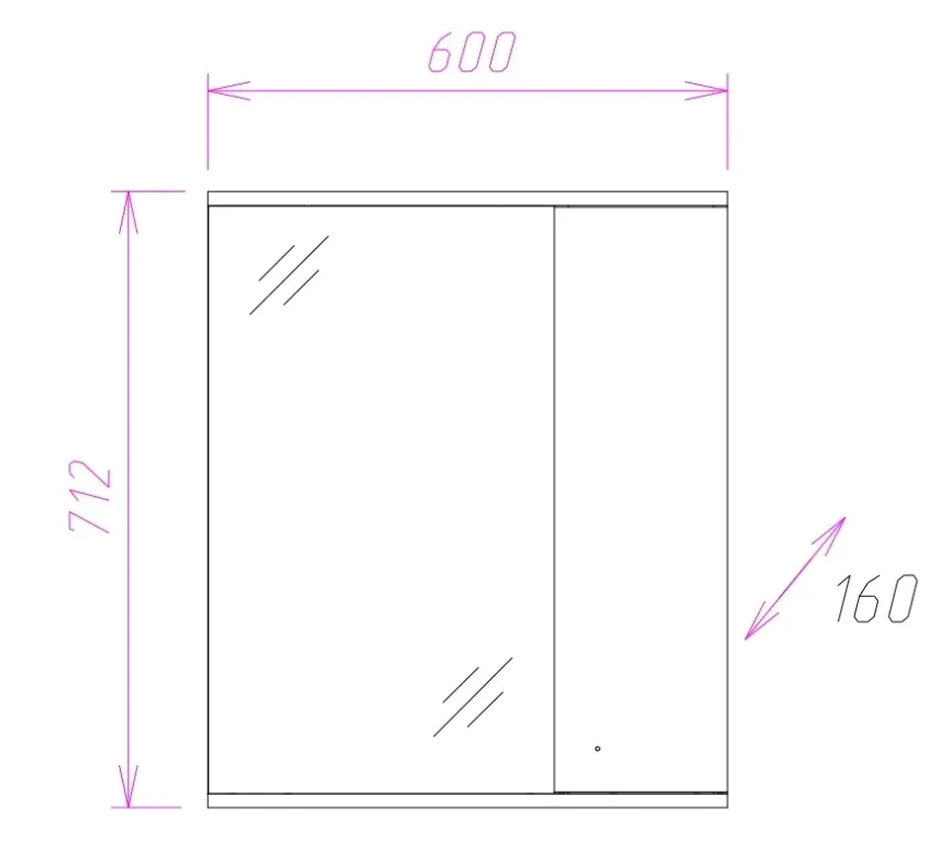 Купить Зеркальный шкаф Onika ЛИГА правый 60.01 206030