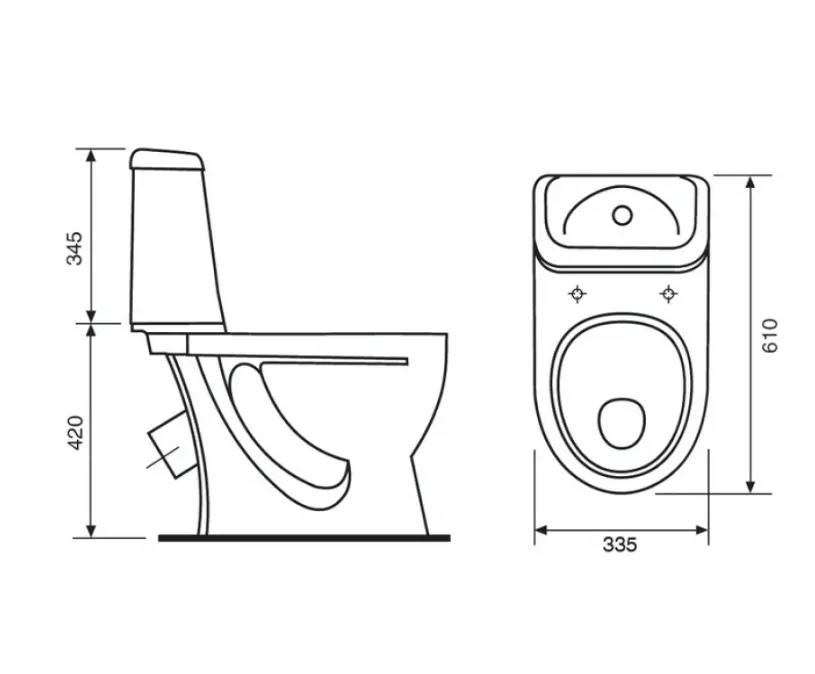 Купить Унитаз-компакт Sanita Идеал Эконом косой выпуск, 1 режим, сиденье ПП 422774