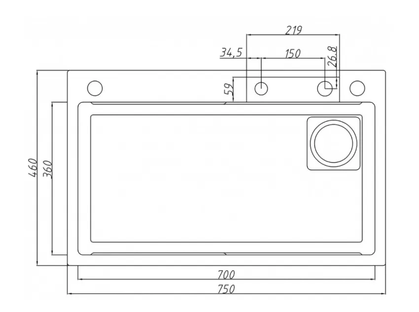 Купить Мойка 75х46 см из нержавеющей стали Ganzer GZ46075-Q графит