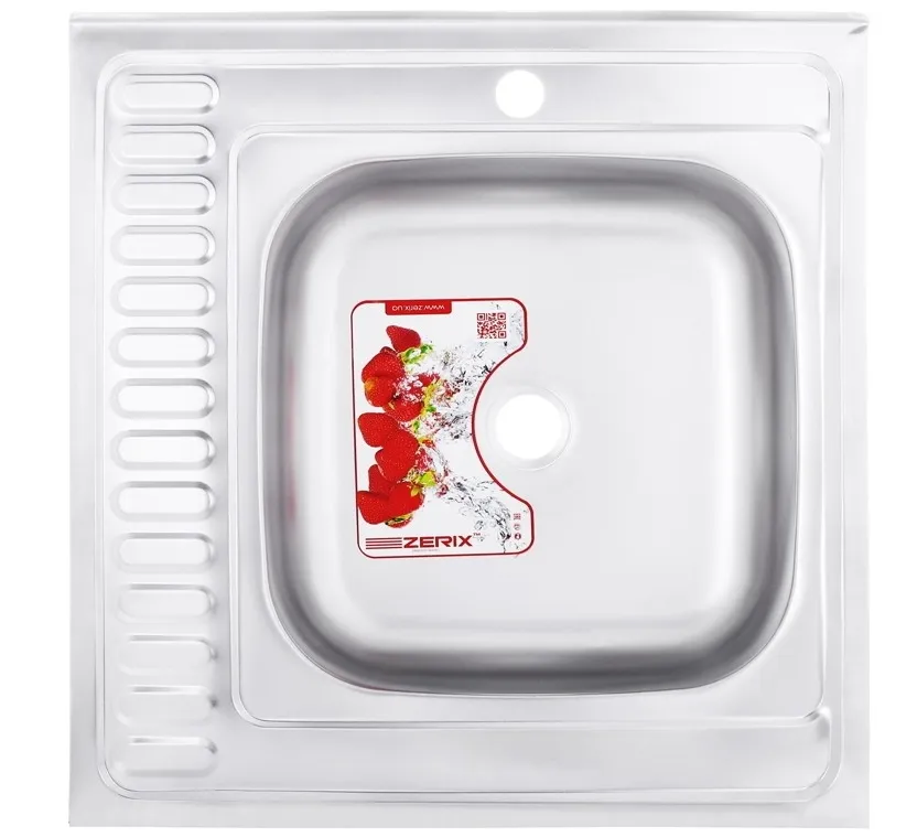 Купить Мойка для кухни ZERIX Z6060R-06-160P Накладная / сифон
