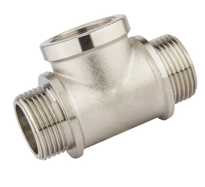 Купить Тройник для трубопровода 3/4 штуцер х 1/2 гайка х 3/4 штуцер никель ViEiR (80/5шт)