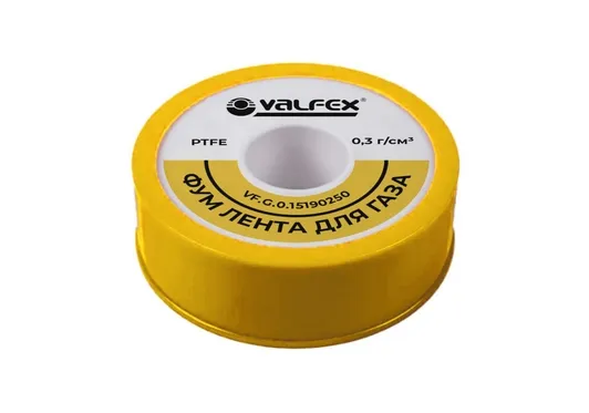 Купить Фум лента для воды 0,3 г/см3, желтая Valfex