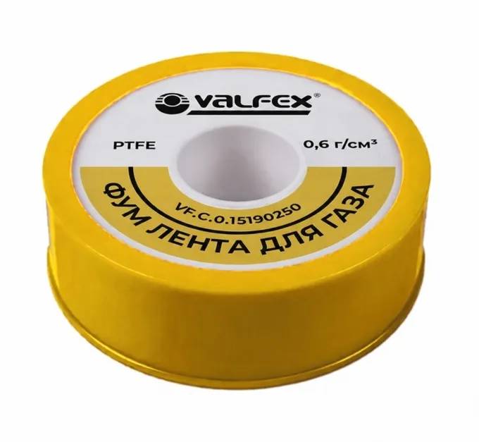 Купить Фум лента для воды 0,6 г/см3, желтая Valfex