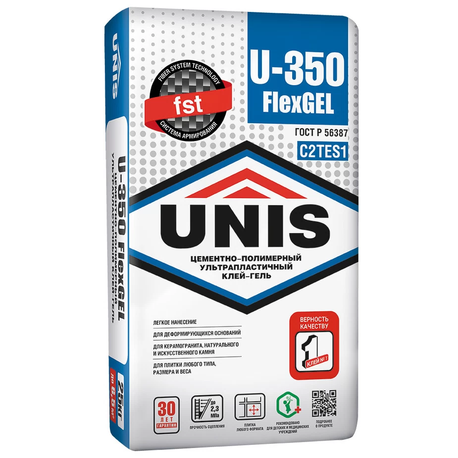 Купить Клей для плитки керамогранита и камня Unis FlexGEL U-350 25 кг