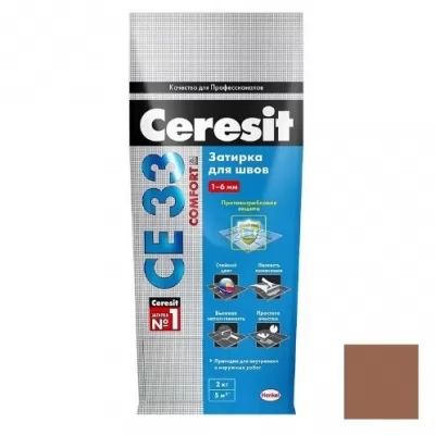 Затирка цементная Ceresit CE 33 № 55 Светло-коричневый 2 кг 2092535 купить в Москве