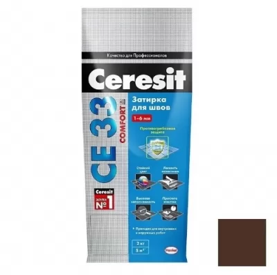Затирка цементная Ceresit CE 33 № 58 Темно-коричневый 2 кг 2092525 купить в Москве