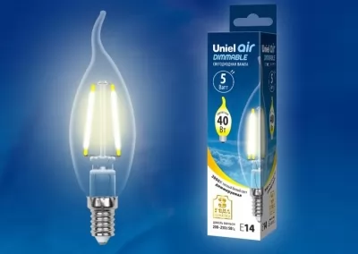 Лампа светодиодная диммируемая Uniel Sky LED-CW35 E14 GLA01TR 5 Вт теплый белый свет купить в Москве