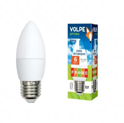 Лампа светодиодная Volpe Optima LED-C37 E27 6 Вт белый свет купить в Москве
