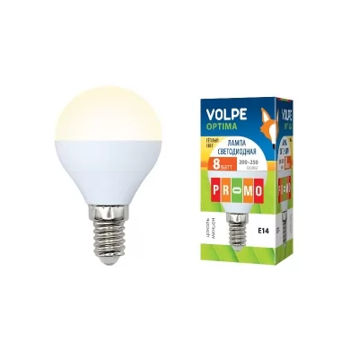 Лампа светодиодная Volpe Optima LED-G45 E14 8 Вт теплый свет купить в Москве